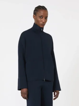 Casaco de malha em crepe de viscose, azul ultramar Casaco de malha em crepe de viscose, azul ultramar