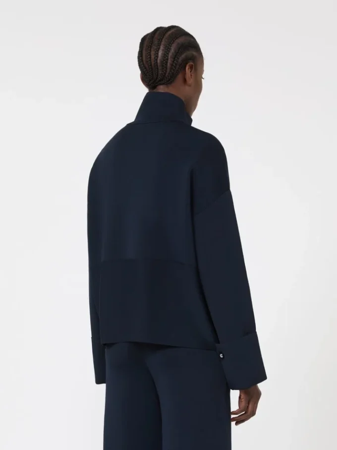 Casaco de malha em crepe de viscose, azul ultramar Casaco de malha em crepe de viscose, azul ultramar