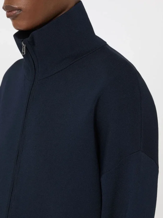 Casaco de malha em crepe de viscose, azul ultramar Casaco de malha em crepe de viscose, azul ultramar
