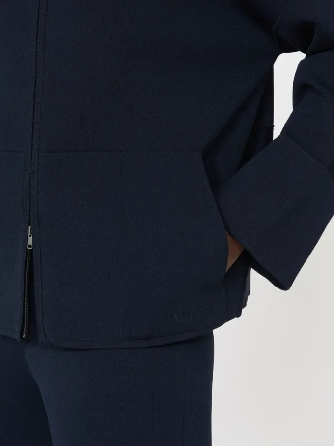 Casaco de malha em crepe de viscose, azul ultramar Casaco de malha em crepe de viscose, azul ultramar