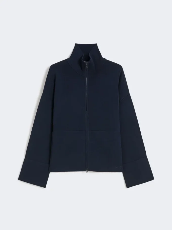 Casaco de malha em crepe de viscose, azul ultramar Casaco de malha em crepe de viscose, azul ultramar