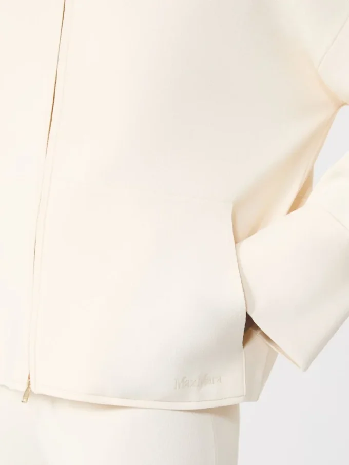 Casaco de malha em crepe de viscose, cor marfim Casaco de malha em crepe de viscose, cor marfim