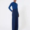 Casaco de malha feminino em lã, azul-china Casaco de malha feminino em lã, azul-china