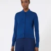 Casaco de malha feminino em lã, azul-china Casaco de malha feminino em lã, azul-china