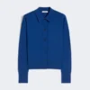 Casaco de malha feminino em lã, azul-china Casaco de malha feminino em lã, azul-china