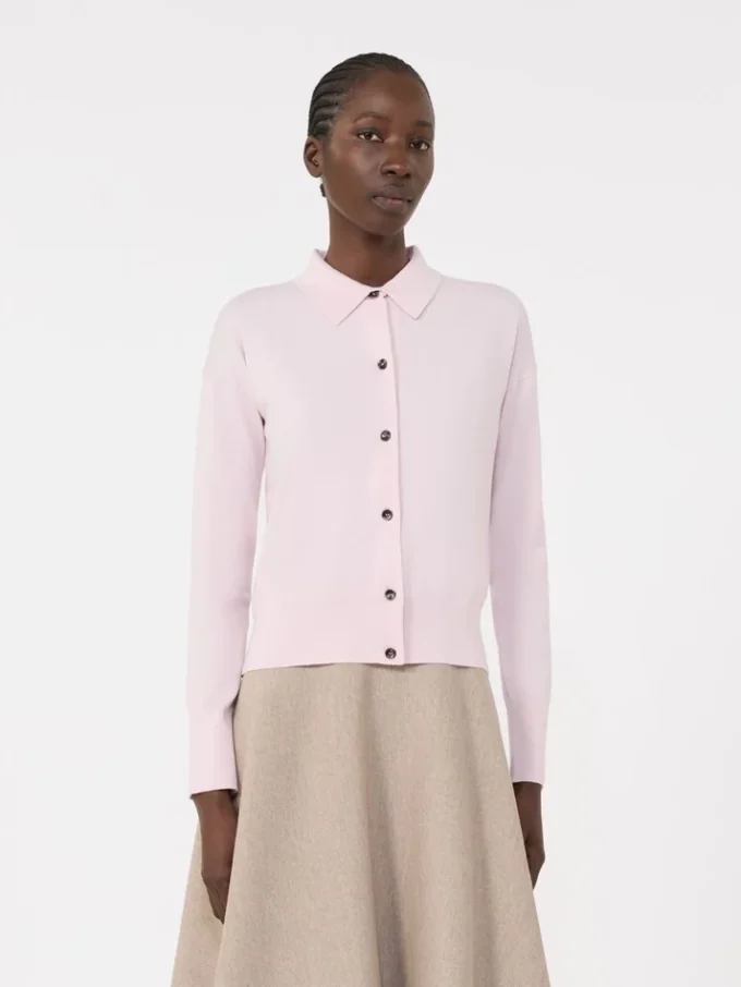 Casaco de malha feminino em lã, rosa Casaco de malha feminino em lã, rosa