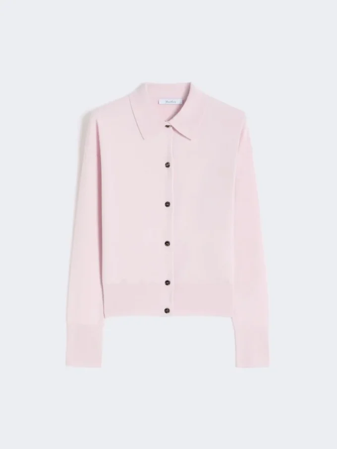 Casaco de malha feminino em lã, rosa Casaco de malha feminino em lã, rosa