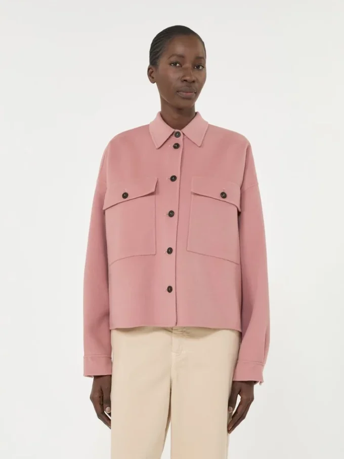Casaco de mistura de lã dupla face, rosa antigo Casaco de mistura de lã dupla face, rosa antigo