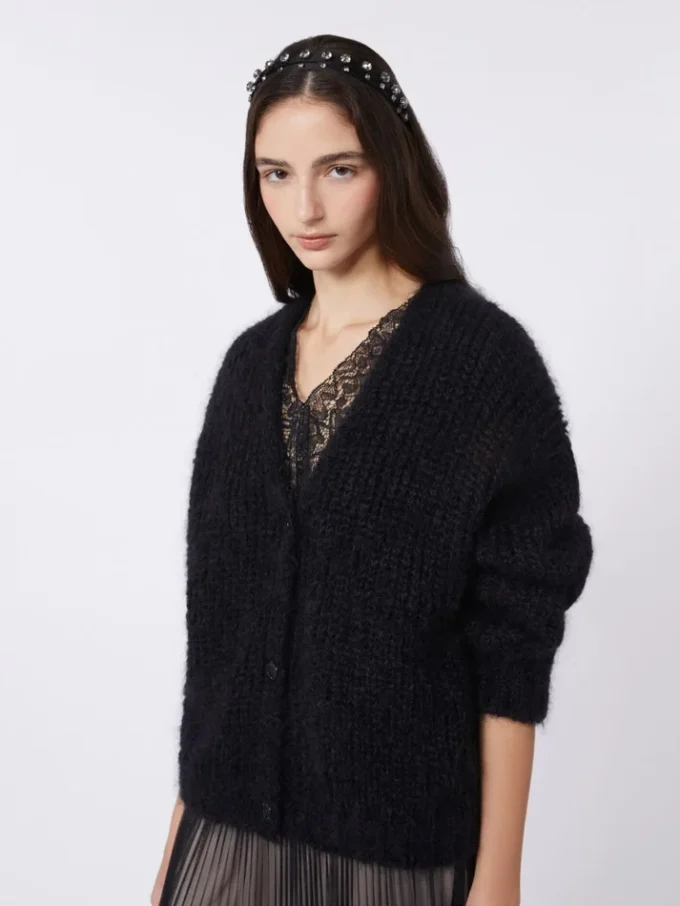 Casaco de mohair, preto Casaco de mohair, preto
