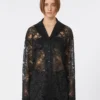 Casaco de renda floral, preto