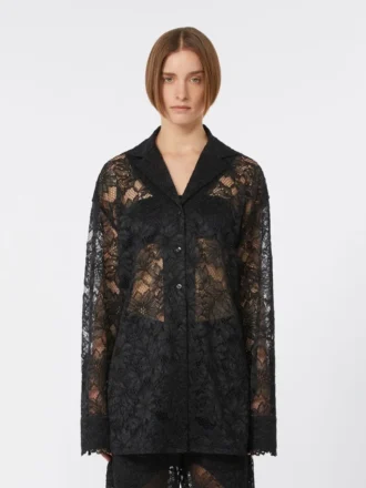 Casaco de renda floral, preto