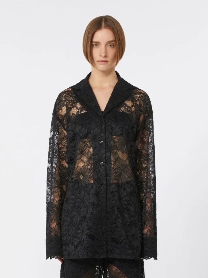 Casaco de renda floral, preto