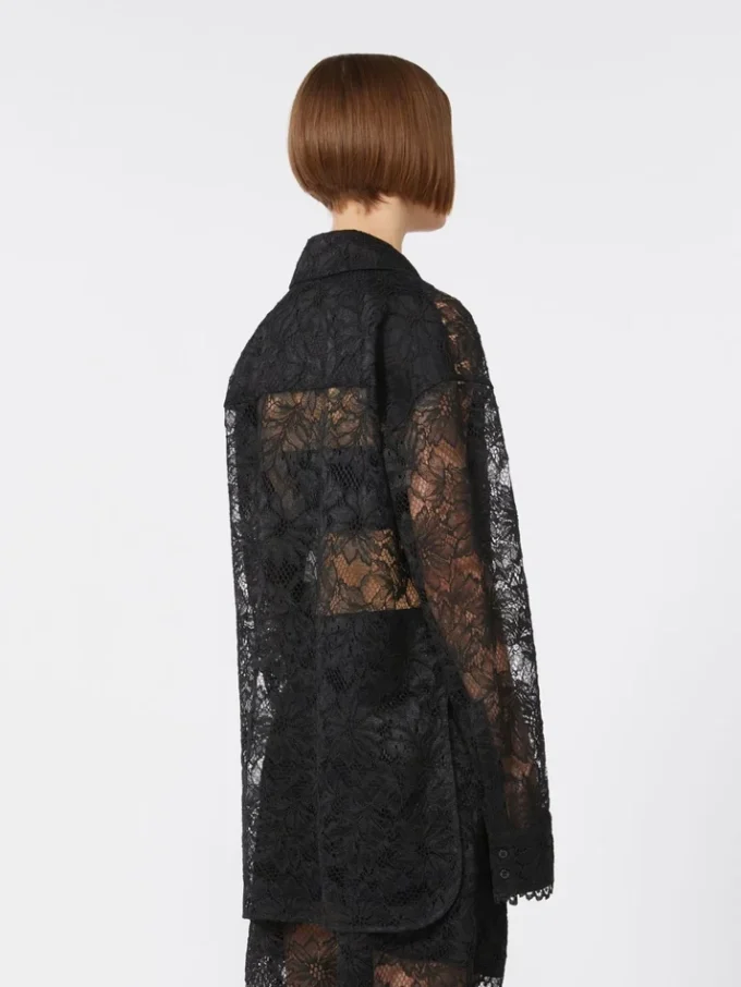 Casaco de renda floral, preto