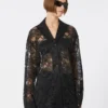 Casaco de renda floral, preto