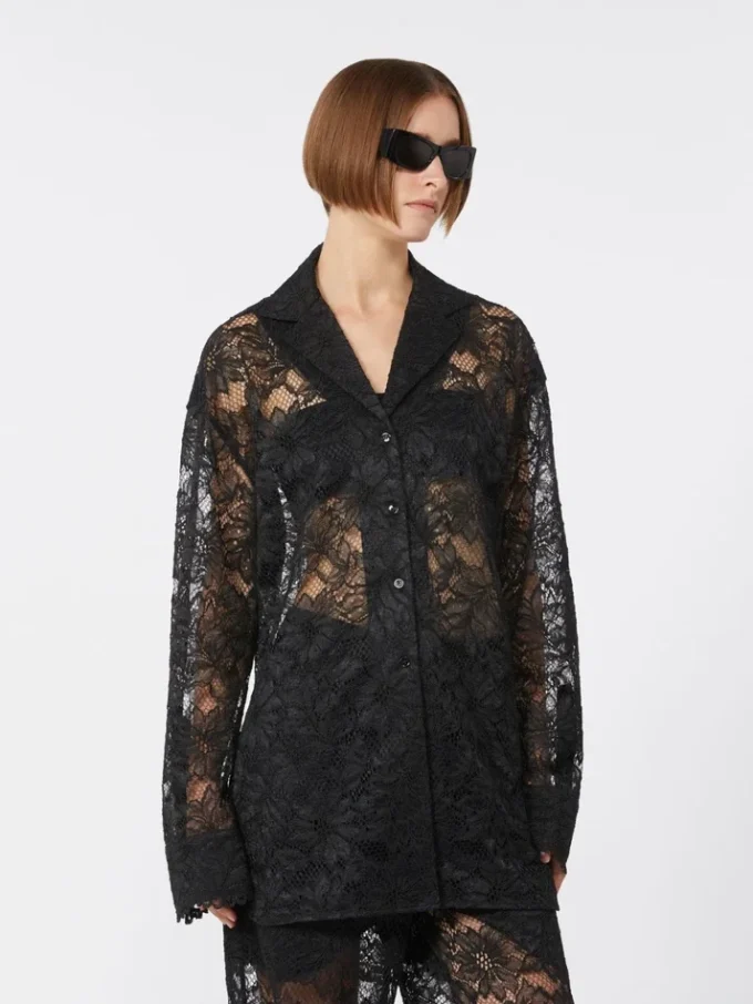 Casaco de renda floral, preto