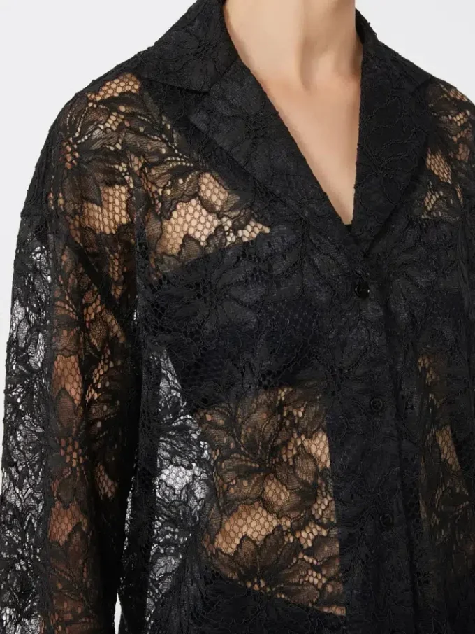 Casaco de renda floral, preto