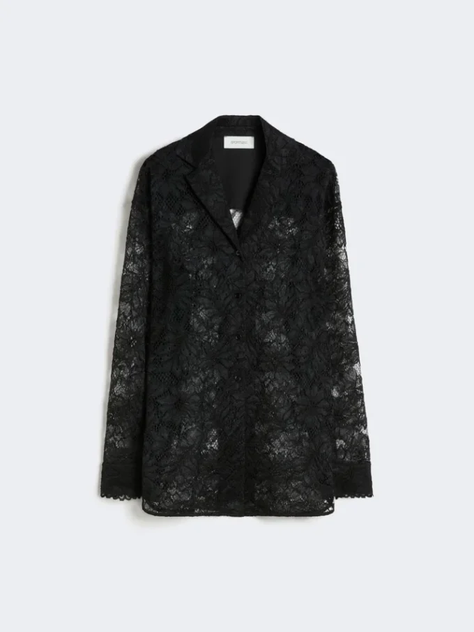 Casaco de renda floral, preto