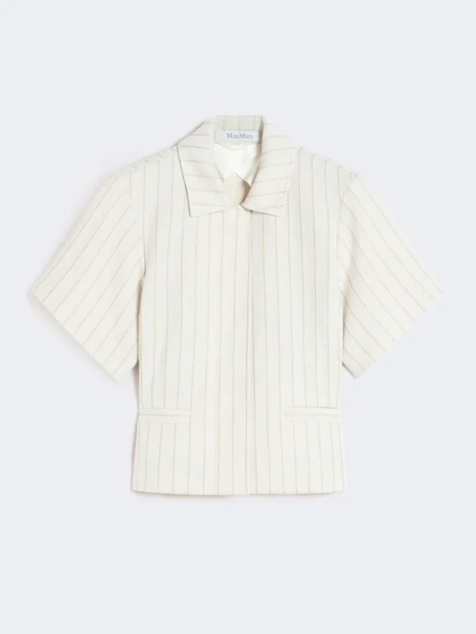 Casaco em jersey piqué às riscas, branco