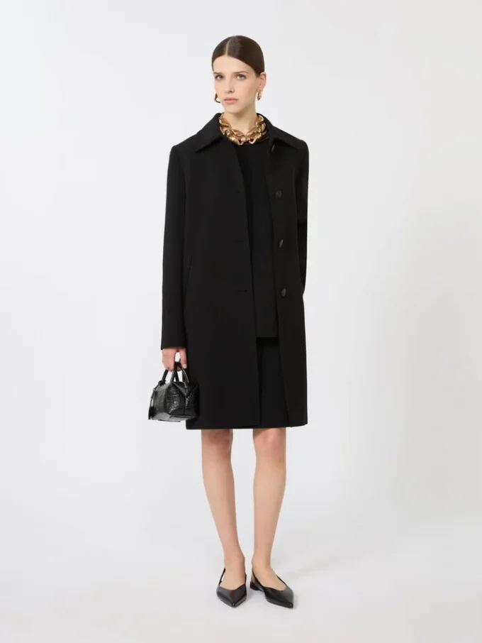 Casaco midi em cady, preto Casaco midi em cady, preto