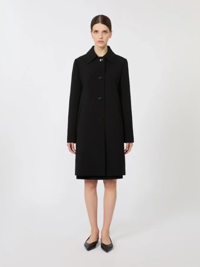 Casaco midi em cady, preto Casaco midi em cady, preto