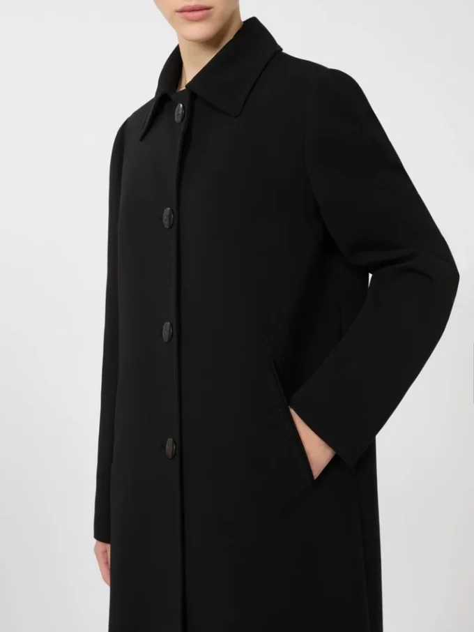 Casaco midi em cady, preto Casaco midi em cady, preto