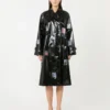 Casaco midi tipo trench em gabardina com efeito vinil, preto