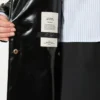 Casaco midi tipo trench em gabardina com efeito vinil, preto