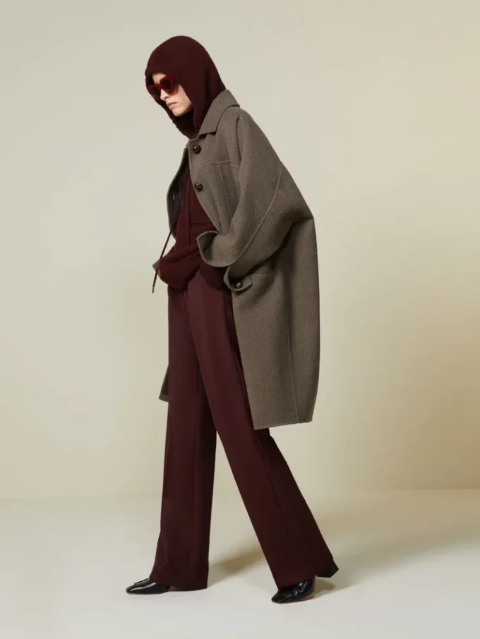 Casaco oversized de lã dupla, cor de pomba Casaco oversized de lã dupla, cor de pomba
