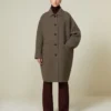 Casaco oversized de lã dupla, cor de pomba Casaco oversized de lã dupla, cor de pomba
