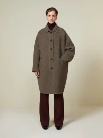 Casaco oversized de lã dupla, cor de pomba
