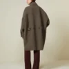 Casaco oversized de lã dupla, cor de pomba Casaco oversized de lã dupla, cor de pomba