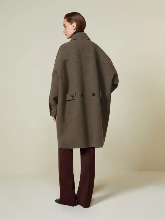 Casaco oversized de lã dupla, cor de pomba Casaco oversized de lã dupla, cor de pomba
