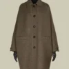 Casaco oversized de lã dupla, cor de pomba Casaco oversized de lã dupla, cor de pomba