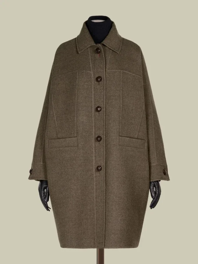 Casaco oversized de lã dupla, cor de pomba Casaco oversized de lã dupla, cor de pomba