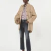 Casaco oversized em mistura de lã, cor camelo