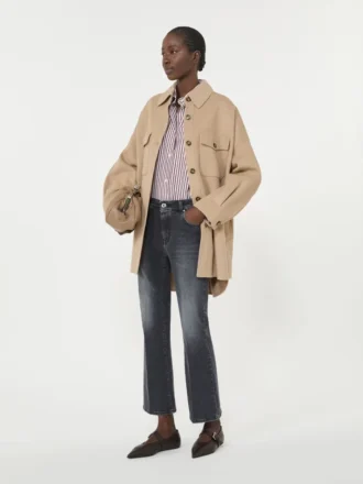 Casaco oversized em mistura de lã, cor camelo
