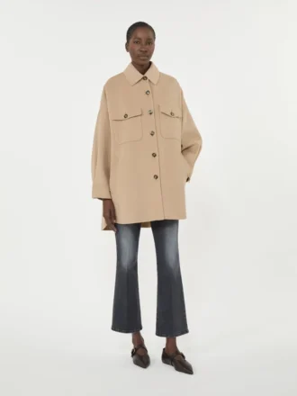 Casaco oversized em mistura de lã, cor camelo