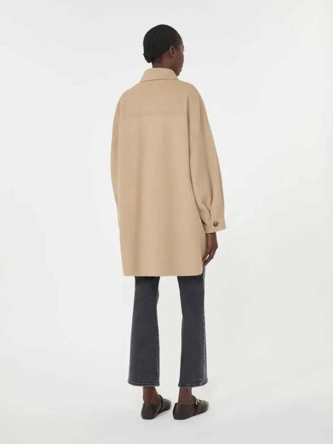 Casaco oversized em mistura de lã, cor camelo