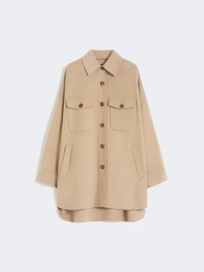 Casaco oversized em mistura de lã, cor camelo