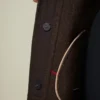 Casaco tipo casulo em lã e mohair, castanho
