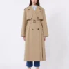 Casaco trench de algodão e nylon esvoaçante, castanho avelã