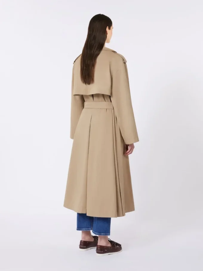 Casaco trench de algodão e nylon esvoaçante, castanho avelã
