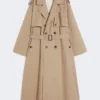 Casaco trench de algodão e nylon esvoaçante, castanho avelã