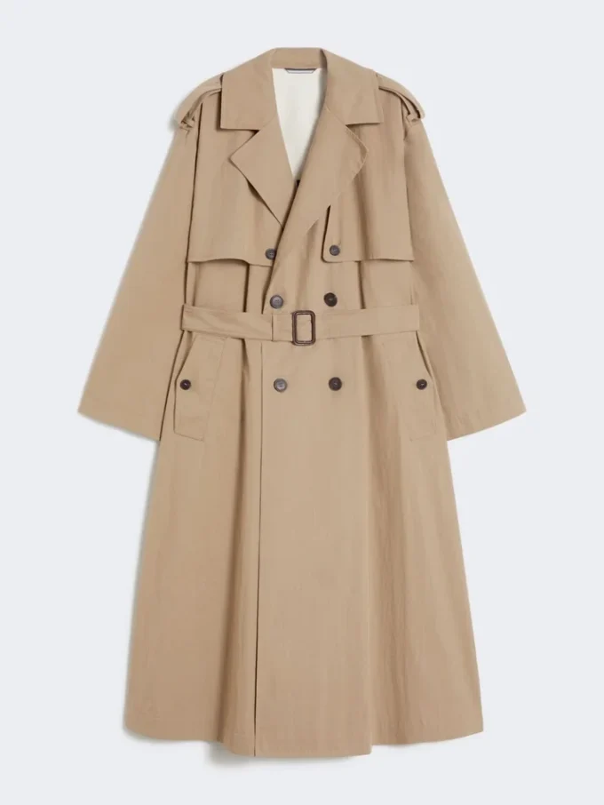 Casaco trench de algodão e nylon esvoaçante, castanho avelã