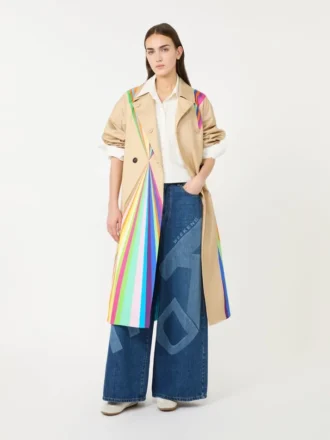 Casaco trench em algodão repelente de água com estampado arco-íris, multicolorido Casaco trench em algodão repelente de água com estampado arco-íris, multicolorido