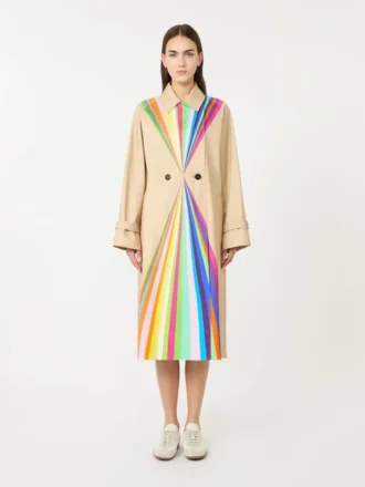 Casaco trench em algodão repelente de água com estampado arco-íris, multicolorido Casaco trench em algodão repelente de água com estampado arco-íris, multicolorido