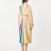 Casaco trench em algodão repelente de água com estampado arco-íris, multicolorido