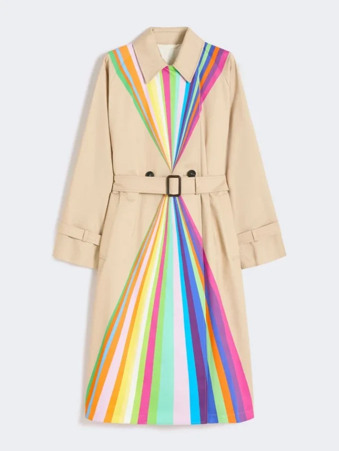 Casaco trench em algodão repelente de água com estampado arco-íris, multicolorido