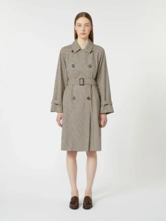 Casaco trench em sarja estampado e repelente à água, cor café Casaco trench em sarja estampado e repelente à água, cor café