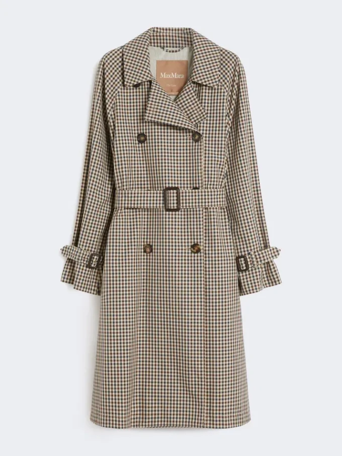 Casaco trench em sarja estampado e repelente à água, cor café Casaco trench em sarja estampado e repelente à água, cor café